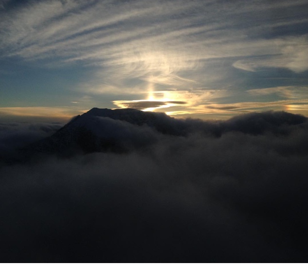 Katahdin cloudy, winter sunset